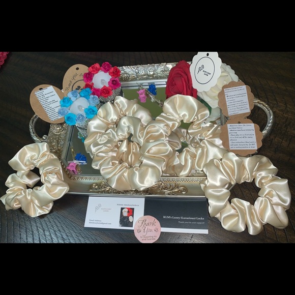 KLM’s Luxey Locks Handmade Hair Scrunchies - Beige - Picture 3 of 3